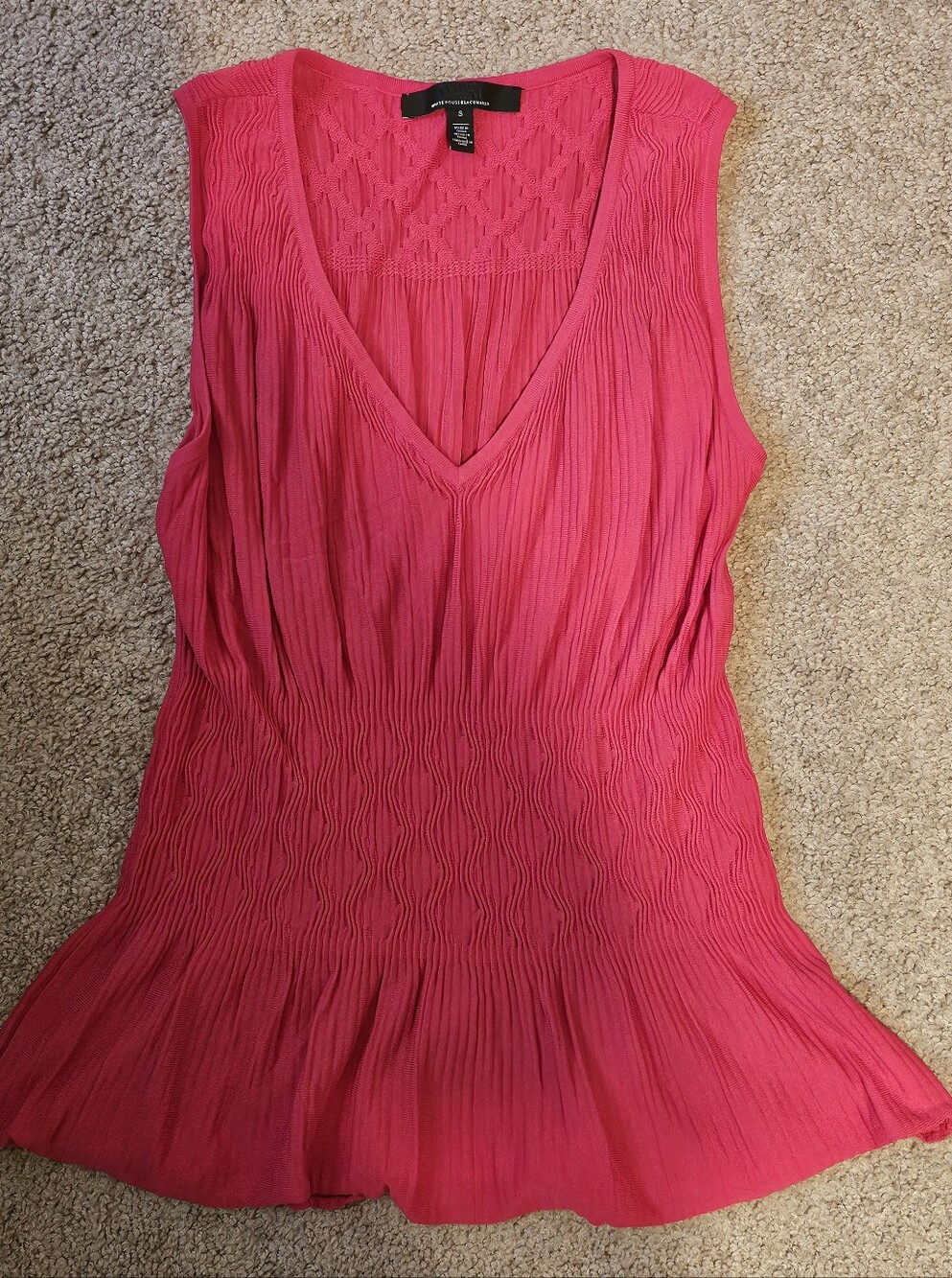 WHBM FUSCIA FITTED PULLED IN WAIST TANK TOP SZ SMALL